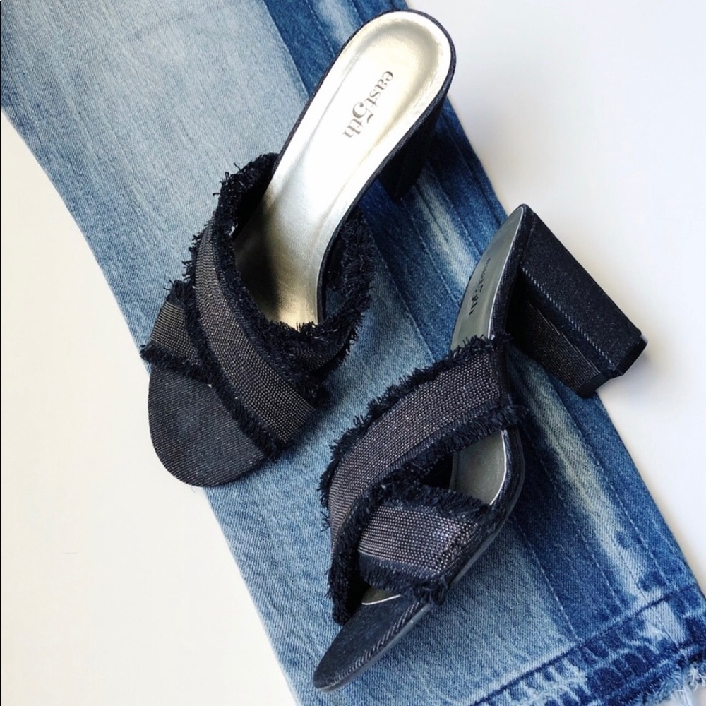 East 5th Fringed Mules Open Toe Size 7